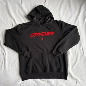 Spyder Men's Black And Red Logo Pullover Hoodie Sweatshirt Men’s Size Medium